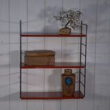 String modular designer shelf with 3 red shelves, 1960s - 1970s
