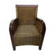 Fauteuil club acajou et rotin