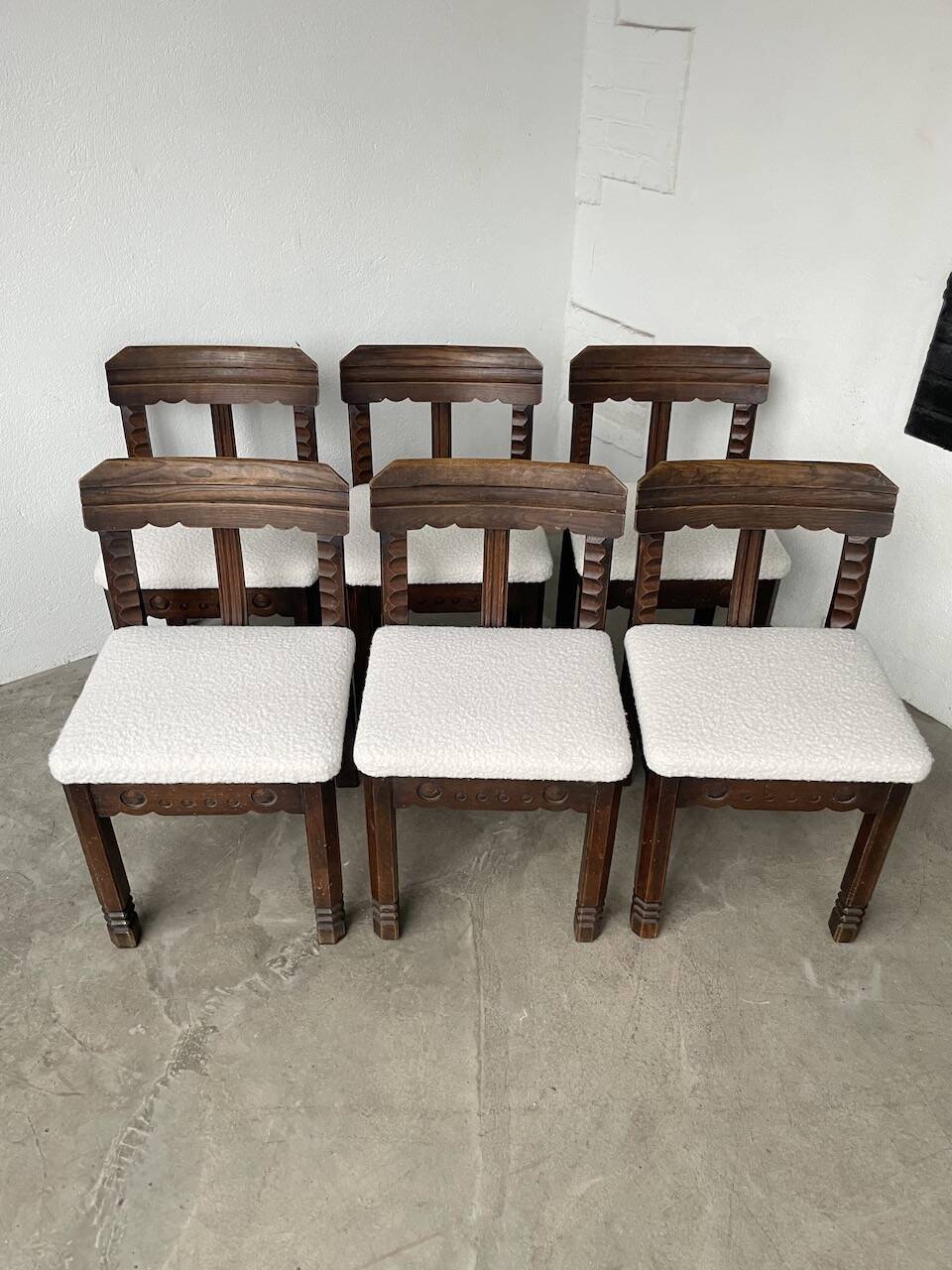 Set of 6 brutalist chairs from the 1940s