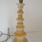 Large baluster-shaped lamp base in yellow and beige ceramic from the 1960s.