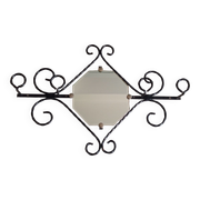 Wall coat rack in wrought iron and mirror 1950