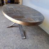 1970 metal and slate coffee table