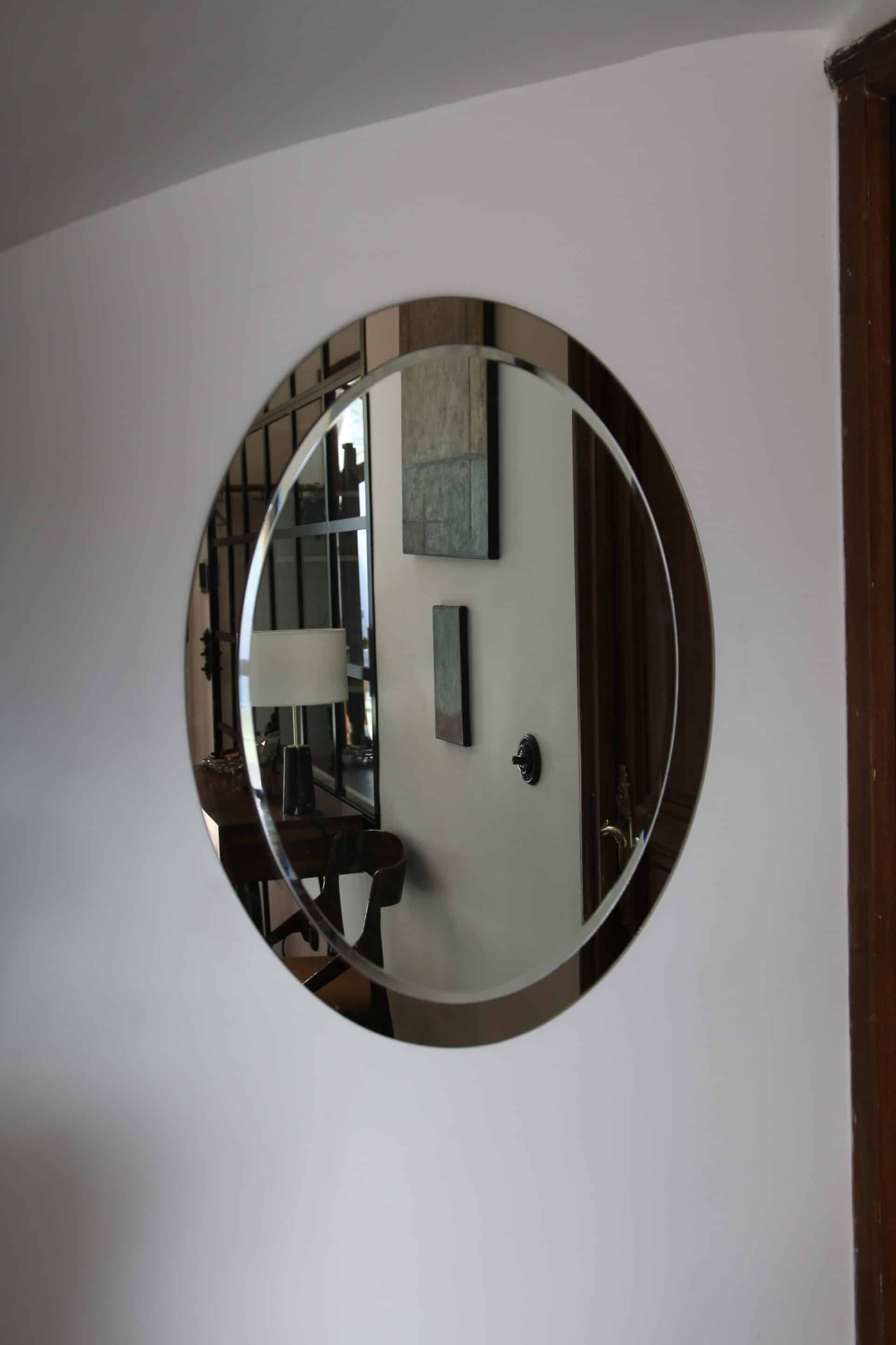 Vintage smoked bevelled mirror, in the style of Antonio Lupi, 70s.