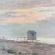 Vintage original seascape oil painting, signed beachside art