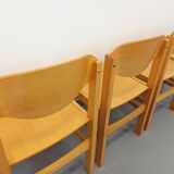 Set of 4 minimalist vintage beechwood chairs from the 80s