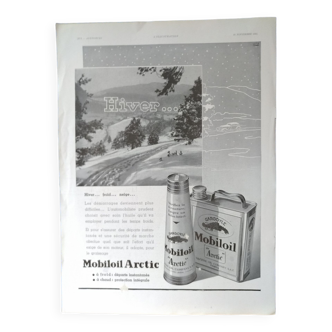 A Mobiloil arctic oil car paper advertisement from a 1934 magazine