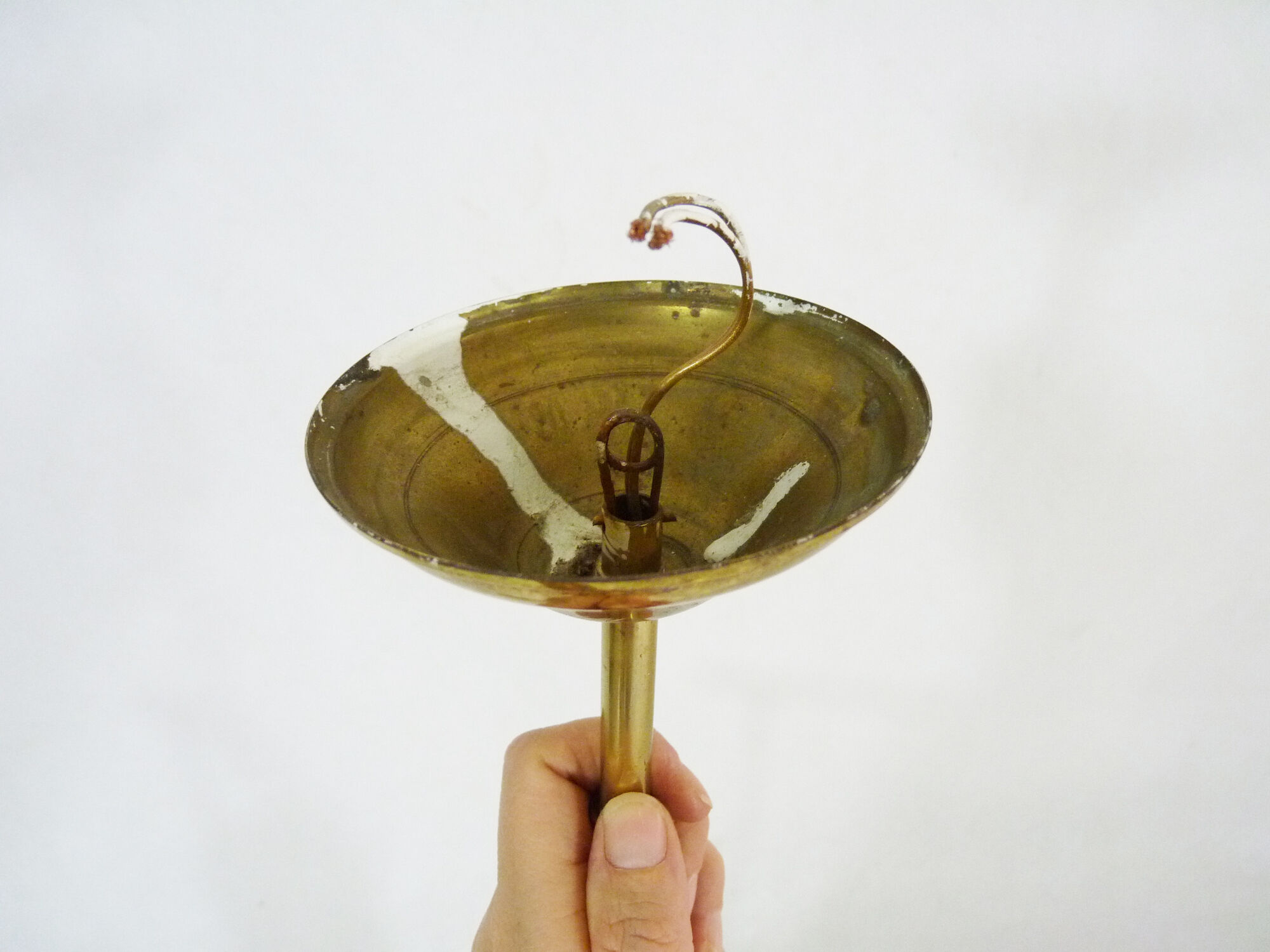Minimalist vintage hanging in brass and glass tube Year 50