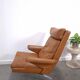 Vintage COR Swing armchair with ottoman, Reinhold Adolf, cognac leather