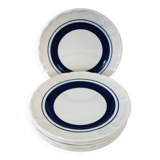 6 white and blue dessert plates, Italy