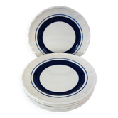6 white and blue dessert plates, Italy