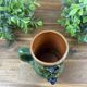 Old Green Glazed Ceramic Goblet with Grape Cluster Decoration