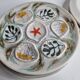 Set of 6 Pornic oyster plates, "PENEREF" model, hand painted, 25 cm