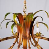 Italian metal chandelier in bamboo imitation, 1960s