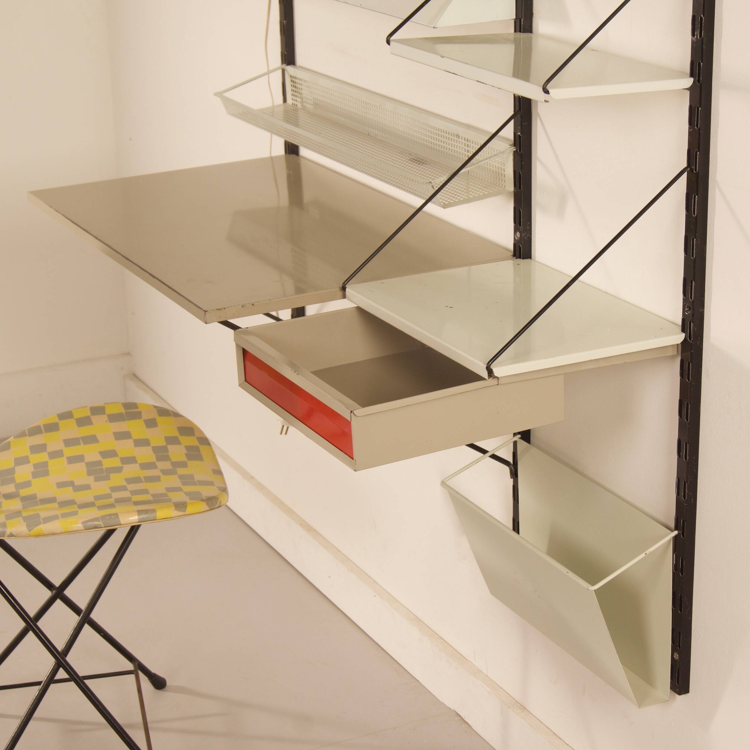 Pilastro Wall System by Tjerk Reijenga with Desk and Magazine Holder, 1960s