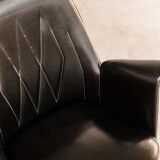 Armchairs / chairs in black skaï "emelinne"