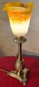 Antique Napoleonic bronze lamp, 3 very pretty tulips in glass paste, unsigned