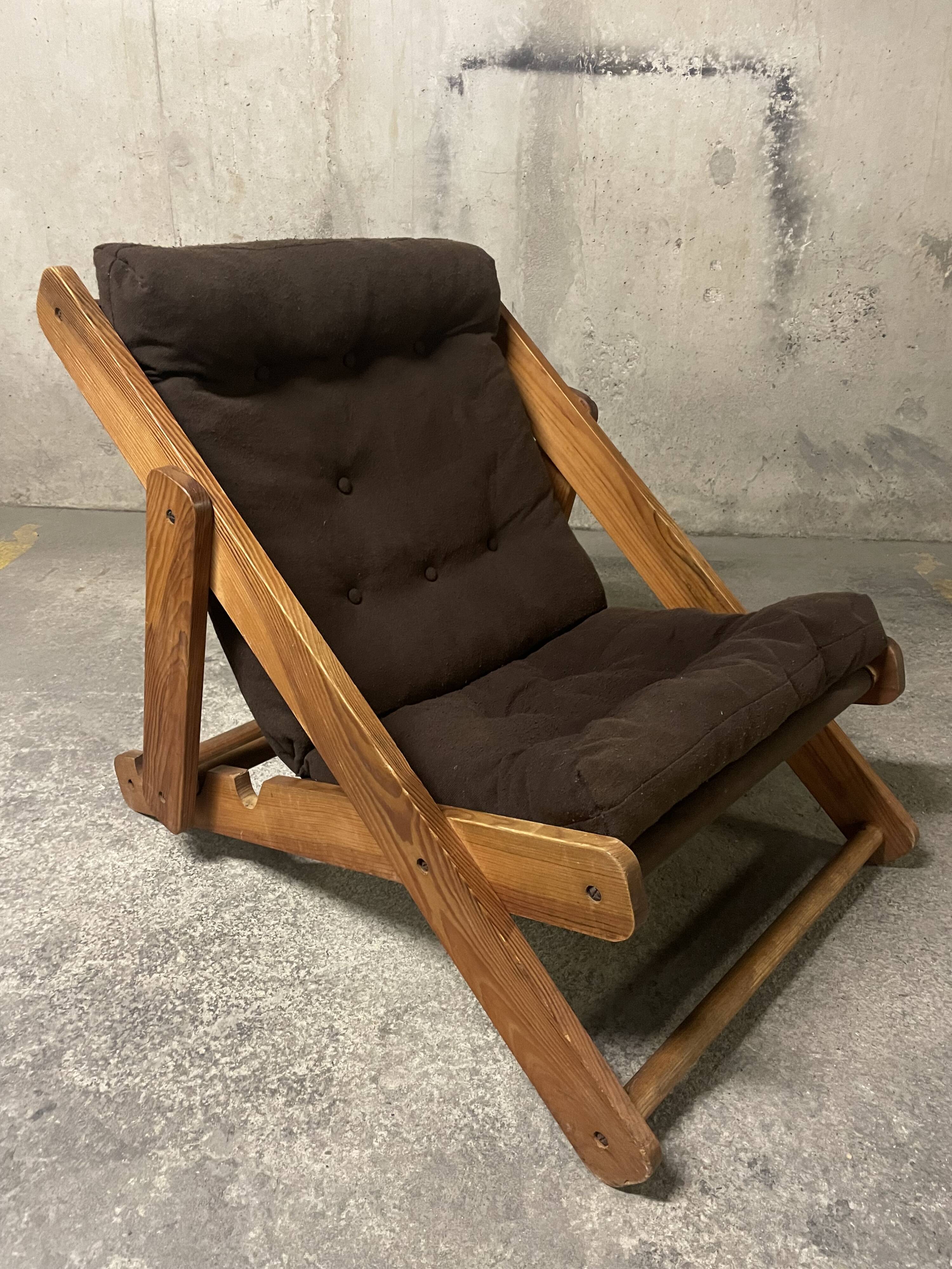 1960s pine folding armchair