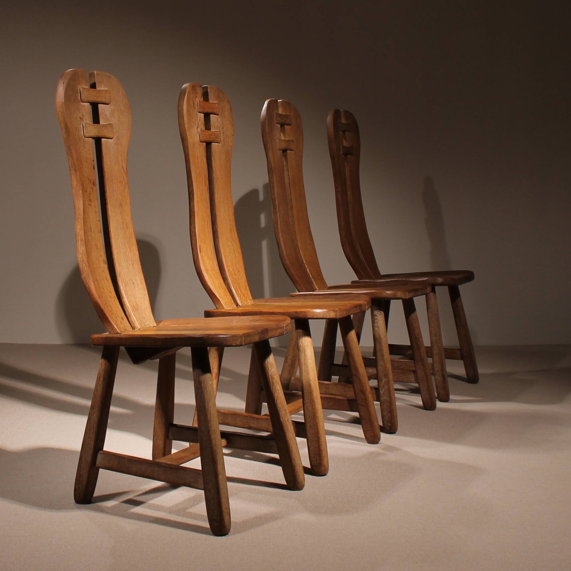 Four Brutalist Dining Chairs by De Puydt | Belgium 1970s