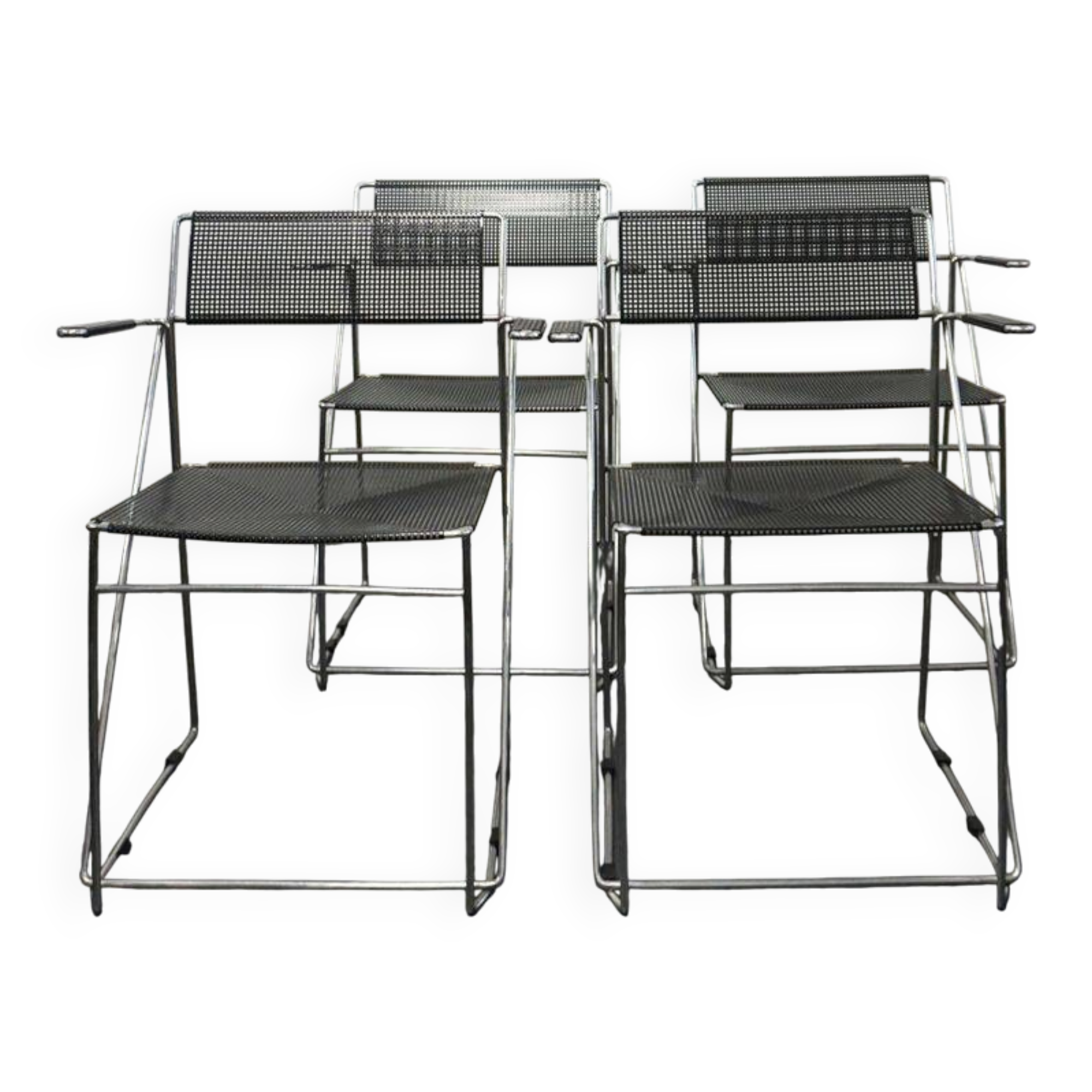 4 X line chairs with armrests designed by Niels Jørgen Haugesen