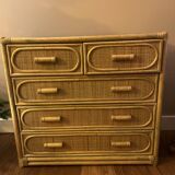 Charming rattan and bamboo chest of drawers.