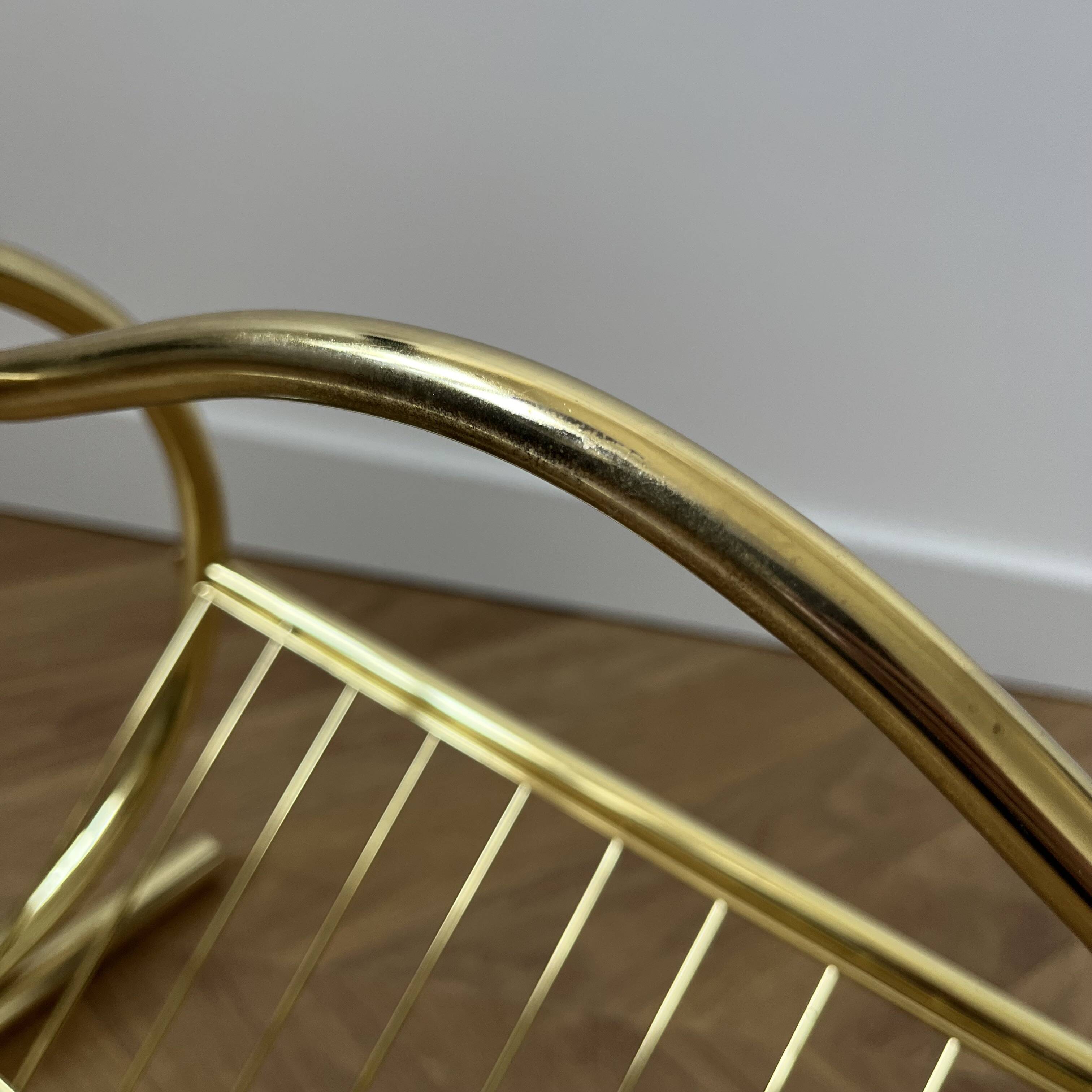 Porte-revues moderne doré du milieu du siècle, années 70