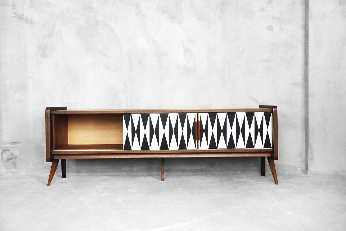 Norwegian teak vintage sideboard with pattern 1960 s