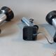 Series of 3 Targetti Sankey 1970 chrome wall lights.