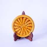 Bottle coaster in yellow braided effect slip 1960