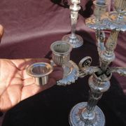 Gallia Christofle Paire 2 Candelabras Chandeliers Silver Bronze Louis XVI H45cm