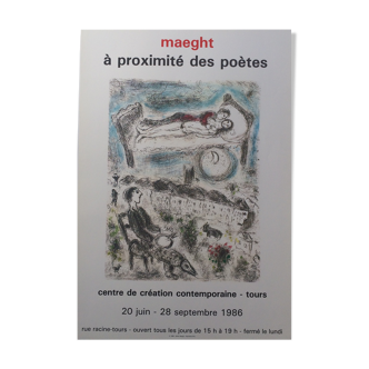 Affiche originale offset Maeght à proximité des poètes, 1986