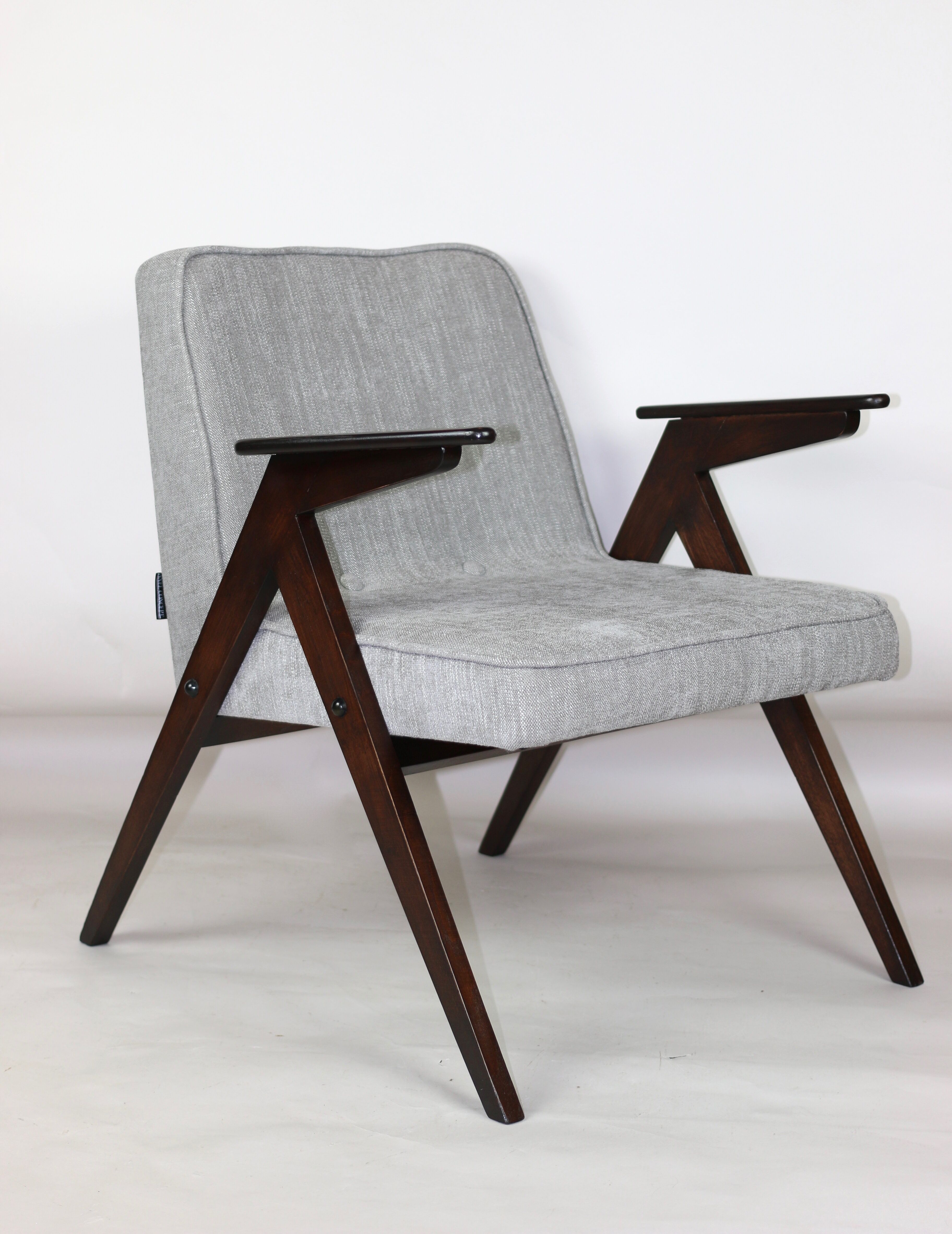 Light grey silver Bunny armchair by Józef Chierowski, 1970s
