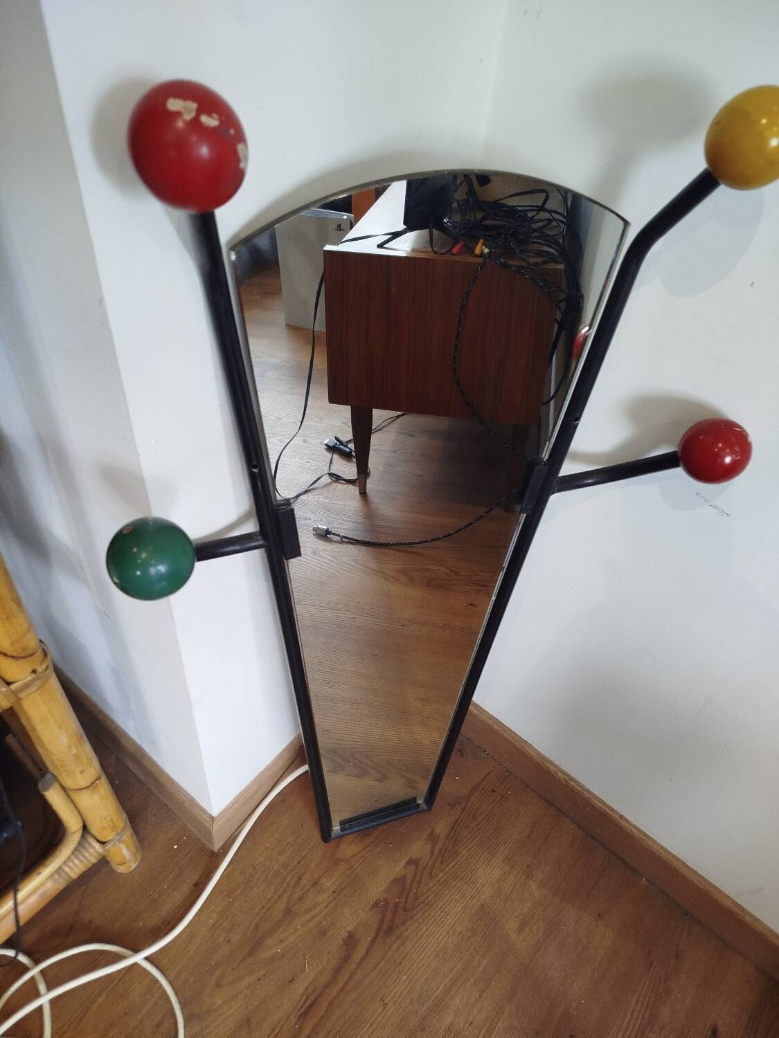 Miroir porte-manteau vintage années 1957