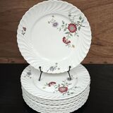 Set of 11 flat plates KG Lunéville Service Fleurs des Indes