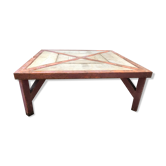 Table basse extérieur industrielle en fer et bois