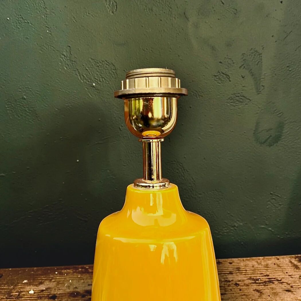 Large vintage ceramic lamp base in yellow – 1960s