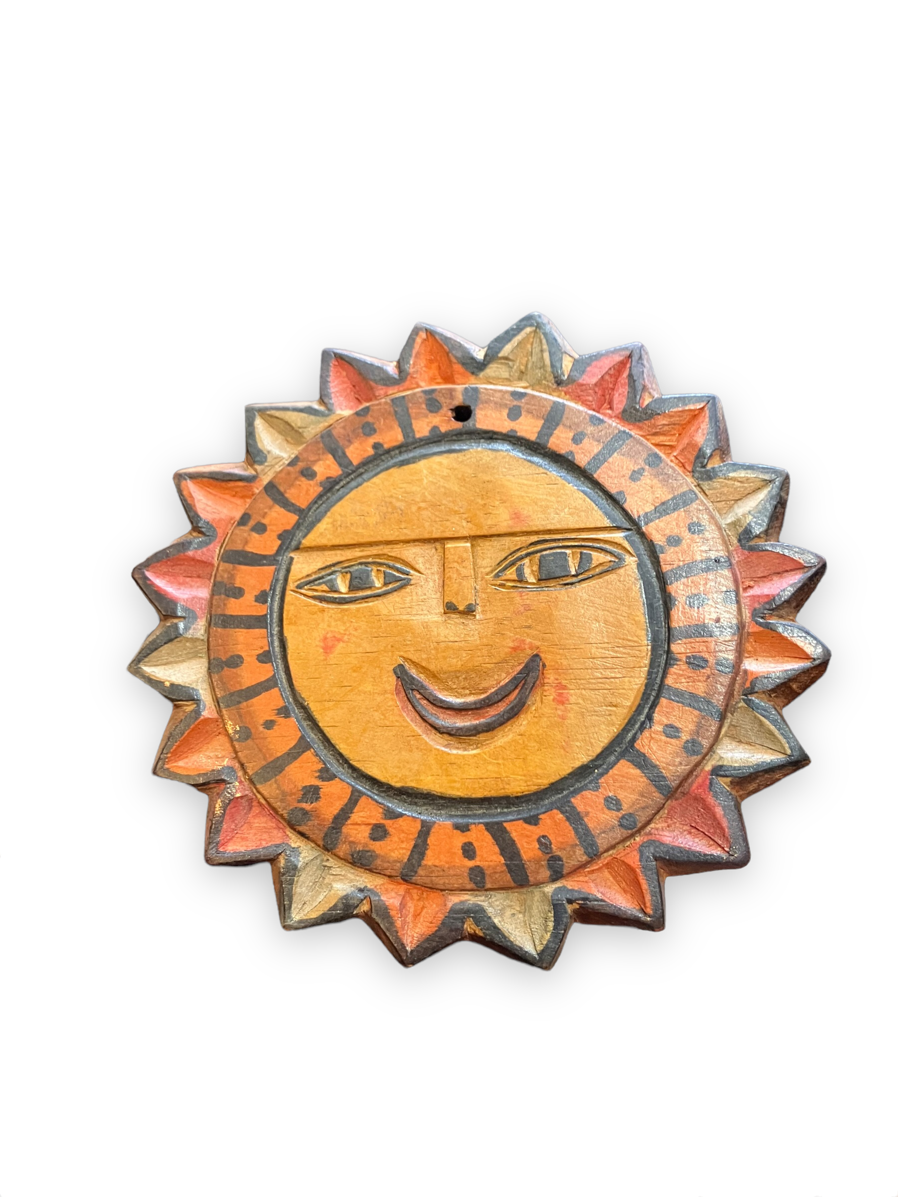 Polychrome wooden wall sun 1960s