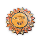 Soleil mural en bois polychrome années 1960
