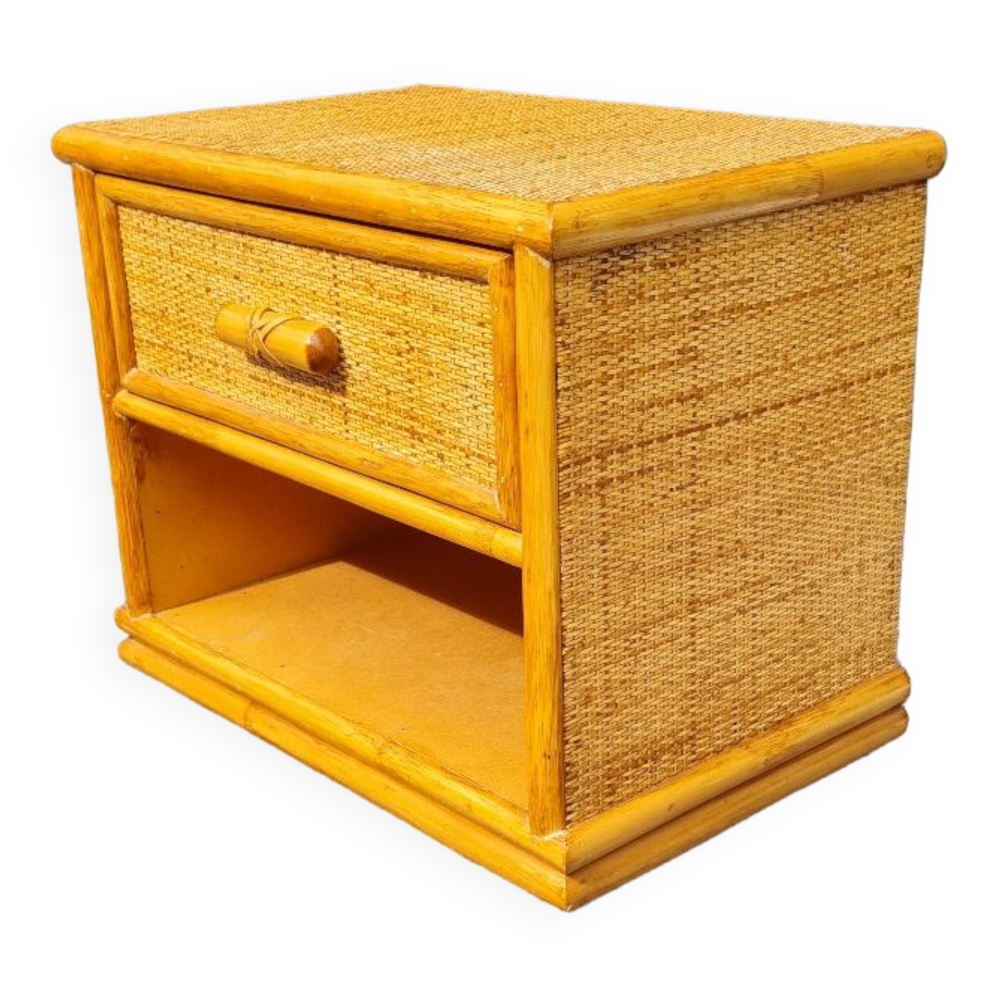 Vintage rattan bedside
