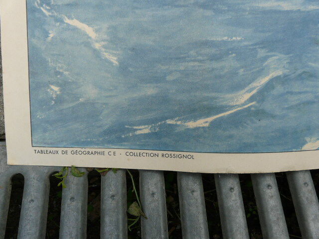 School poster Rossignol collection 50s, N° 33 and 34 the lake and the coast with cliff
