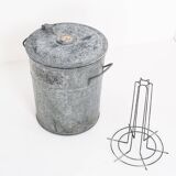 Seau à conserves vintage en zinc. Utilisable comme corbeille à papier. 40s