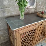 Antique solid pine sideboard with zinc top.