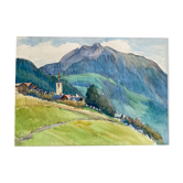 Painting "landscape of savoy" original watercolor by denise richier