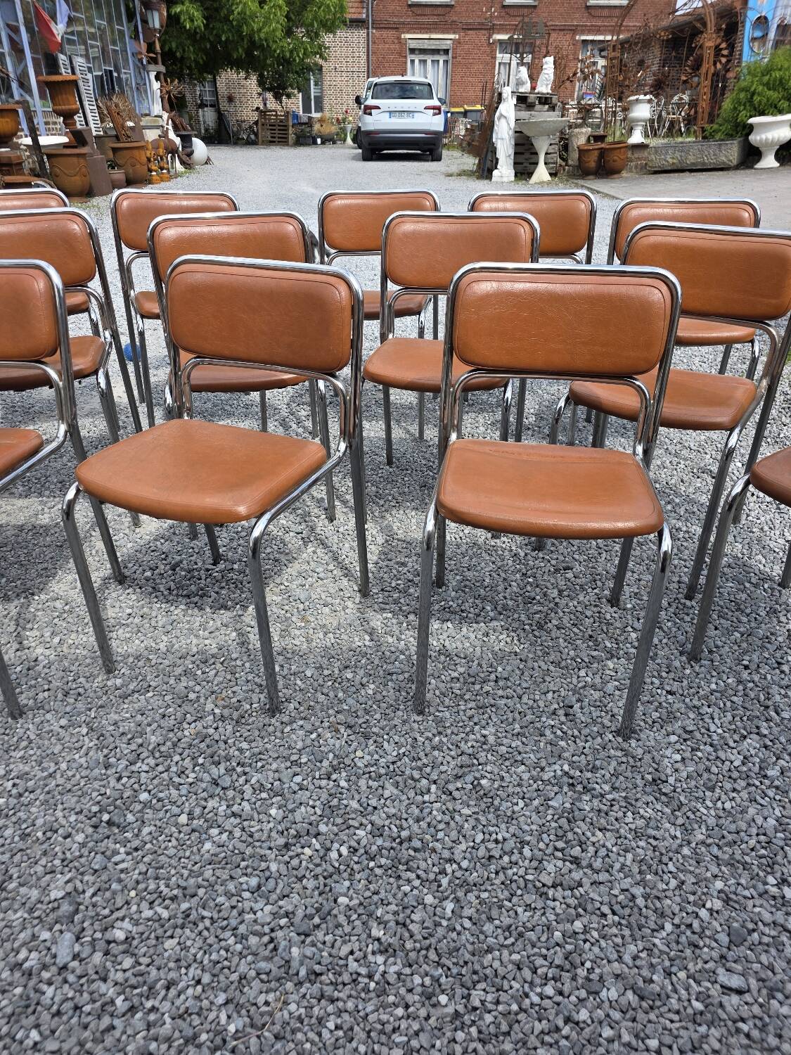 17 chrome metal bistro chairs from the 70s
