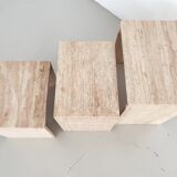 Nesting coffee tables in travertine stone from the 1970