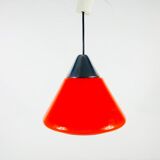 Suspension in red glass and chrome by Peill and Putzler, 1970, Germany