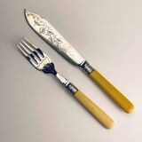 Antique Silver-Plated Fish Knives and Forks for 12 People from Sheffield, England, 1910s, Set of 24