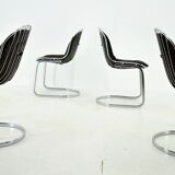 Set of four chrome dining chairs, italy, 1970s