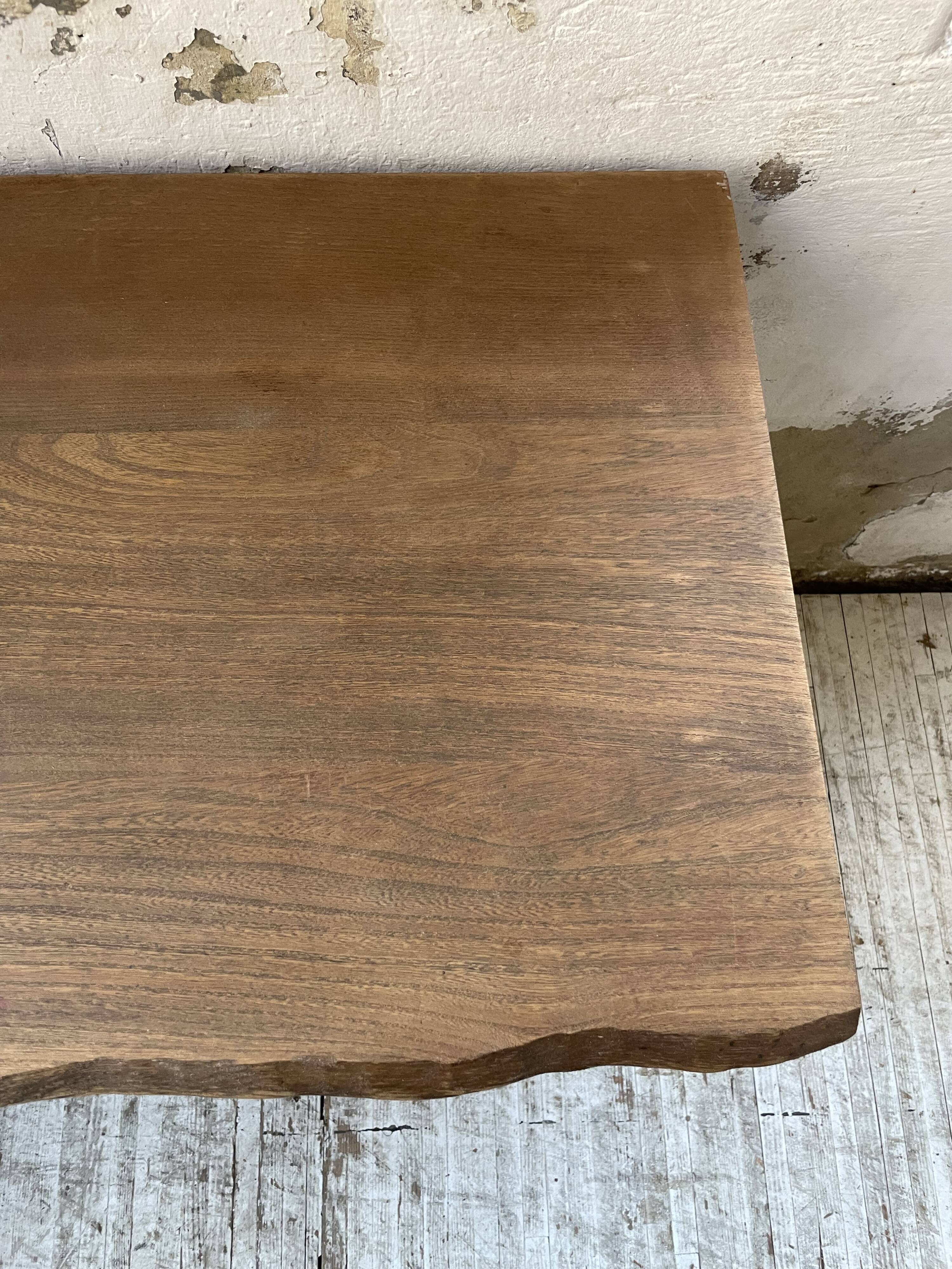 Brutalist desk in elm, signed Aranjou.