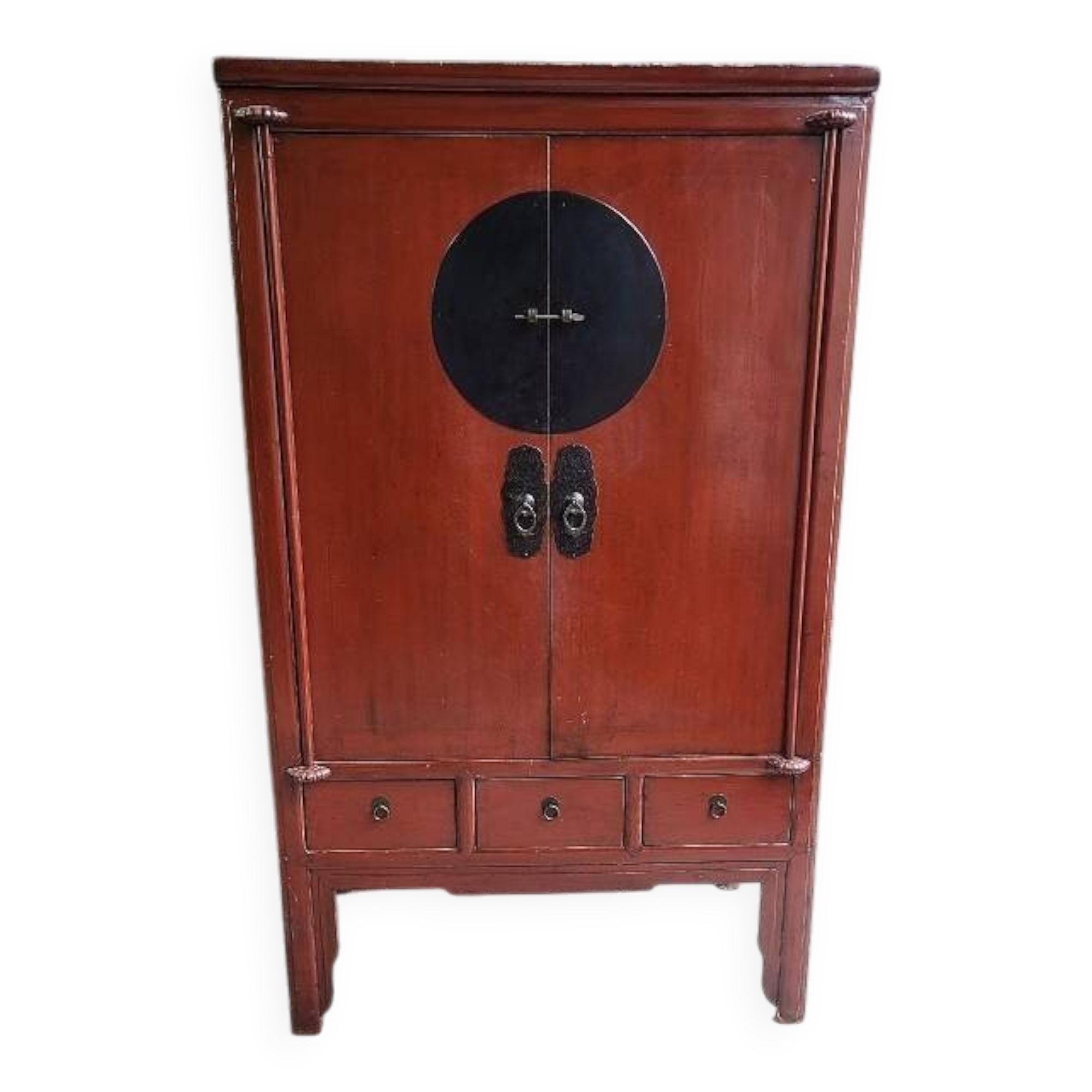 Small Asian lacquered wardrobe with 2 doors and 5 drawers.