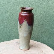 Glazed stoneware vase, signed, oxblood